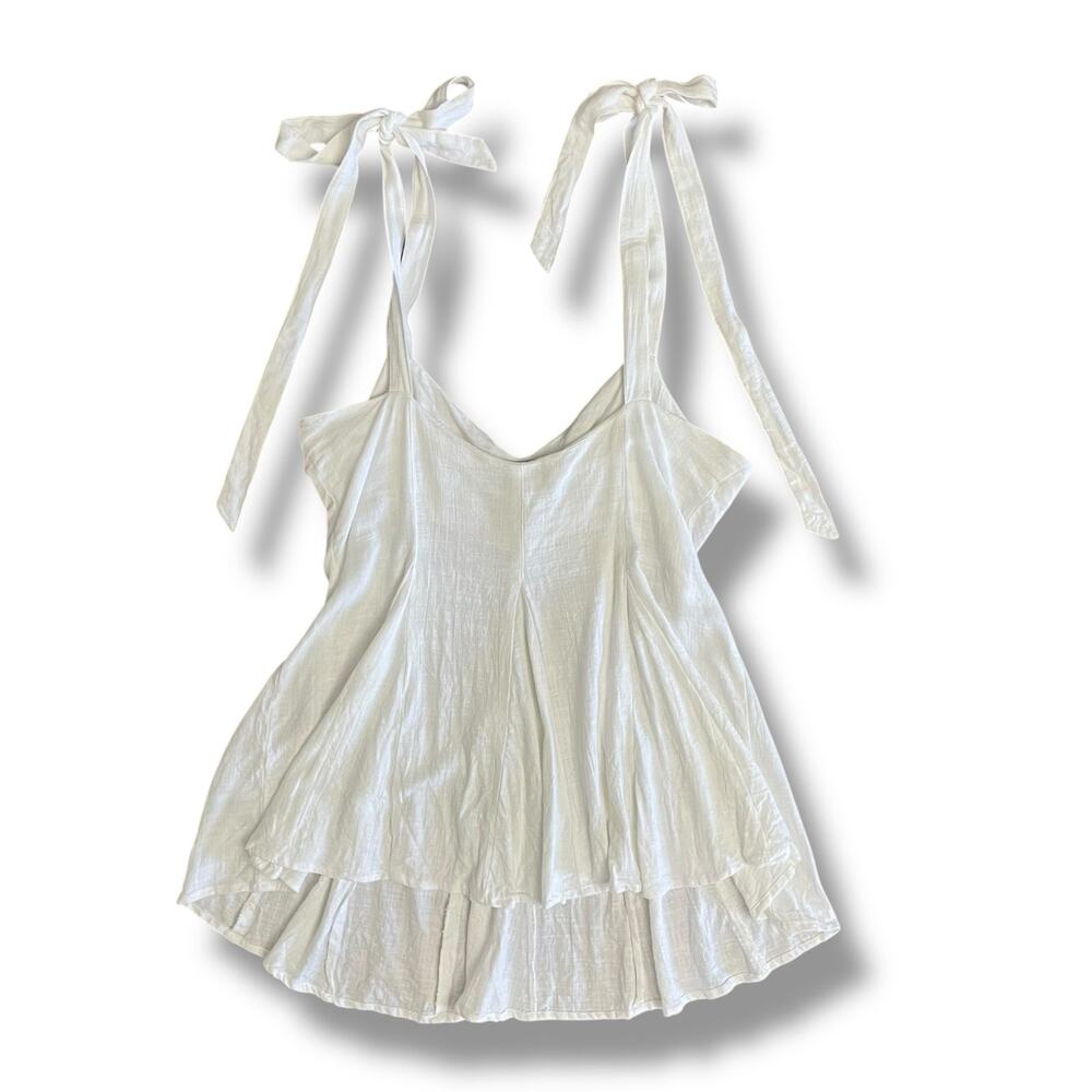 ASOS DESIGN White Linen Blend Tie Strap Swing Cami Top Size 10 US EU 42